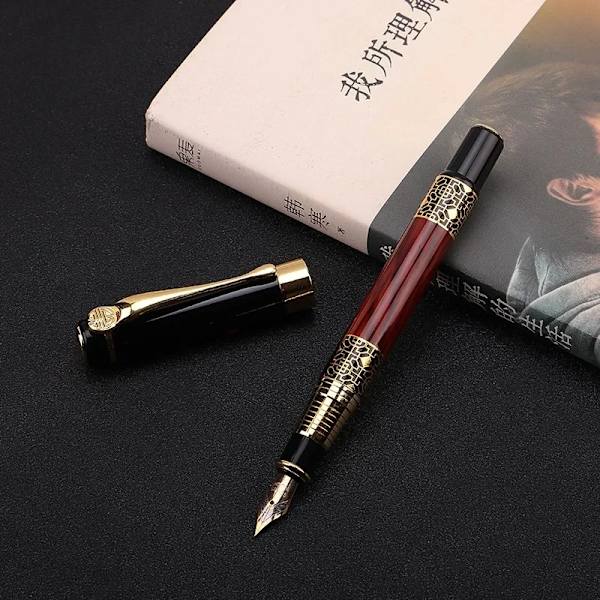 Retro Metal Fountain Pen F Nib Klassisk Design Med Konverter Høj Kvalitet Til Virksomhed Skrive Kontor Skole Leverancer Papirbygninger Brun F