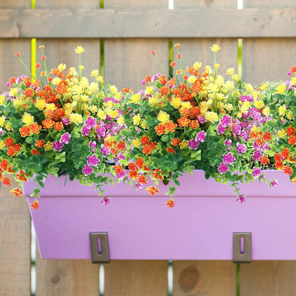5 stk. Kunstige Blomster til Udendørs Dekoration Forår Sommer Dekoration UV Resistent Plast Grønne Buske Hjem Have Indretning Hvid 2 5 STK