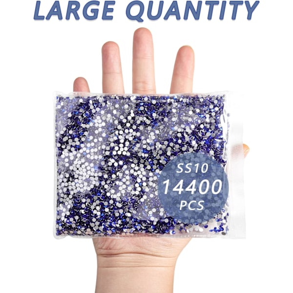 14400 stk. Kongeblå Flade Rhinestones til DIY Håndværk, Safir, SS10, 2,7-2,9 mm Sapphire SS10/14400pcs