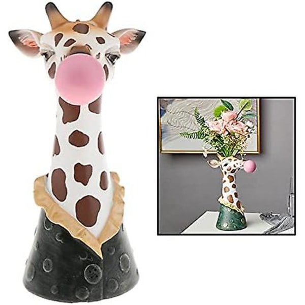 Giraff Vas Resin Djurhuvud - Bubbles Blåsande Djuransikte Torr Blomstervas för heminredning