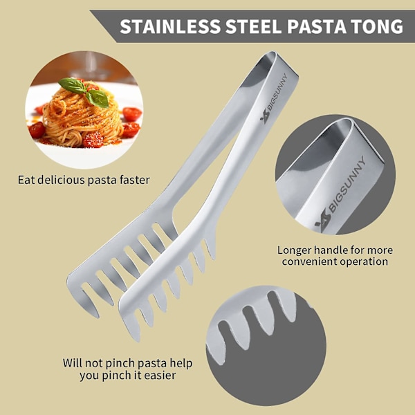 2-pack pastatång, serveringstång i rostfritt stål, spaghettitång [dB}