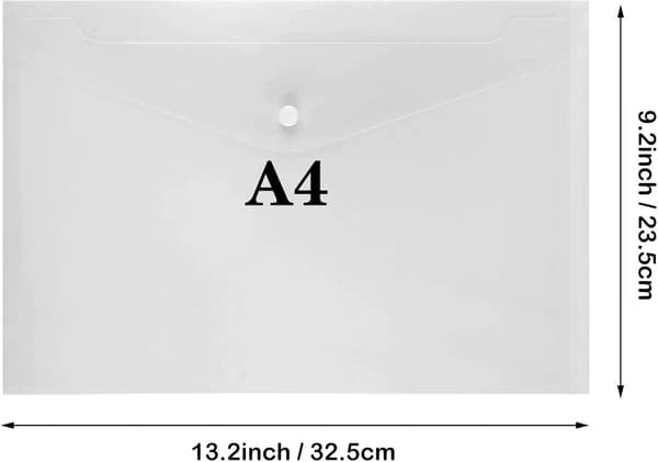 5 st A4-plastfickor, genomskinlig mapp med tryckknapp - max