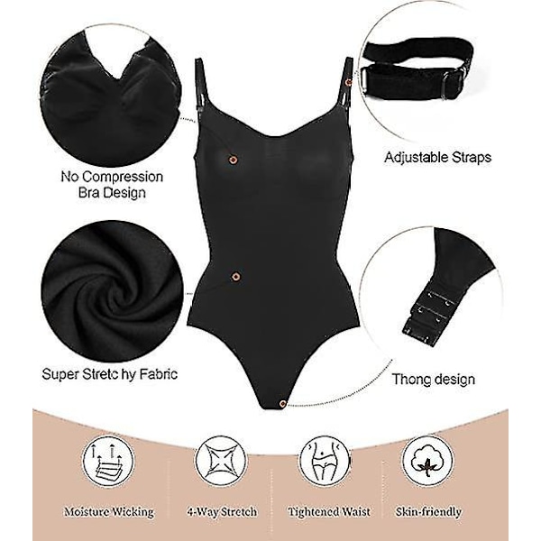 Body för kvinnor Magkontroll Shapewear Seamless Sculpting Thong Body Shaper Butt Lifter Khaki XXL Khaki XXL