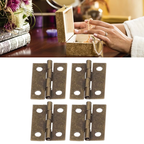 50 st smyckeskrin gångjärn 0,6x0,9 tum hållbara metall retro stil zinkpläterade fällbara bakre gångjärn set för reparation DIY