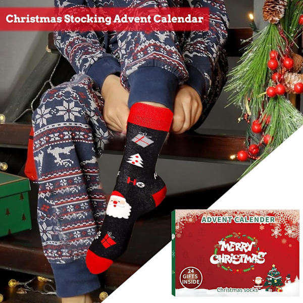 Sok Adventkalender 2024, Foldbar Kalender 2024 Mænd Adventkalender Julekalender Julegaver Gaver, Jule Nedtællingskalender Sokker