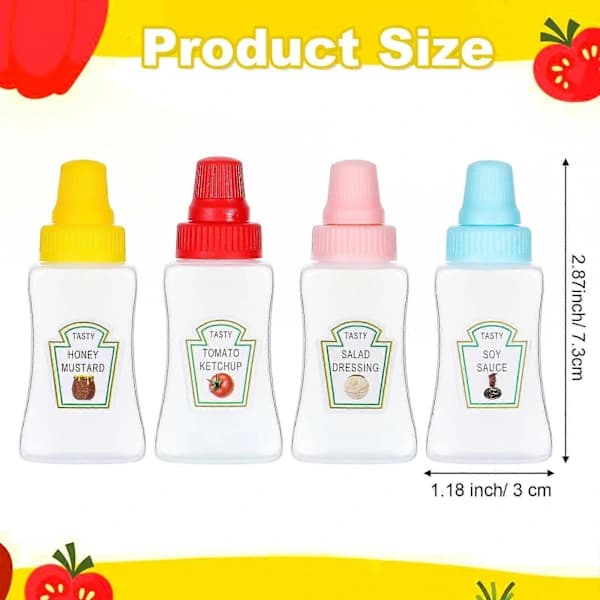 4-pak Mini Ketchupflasker med Robuste Skruelåg—max