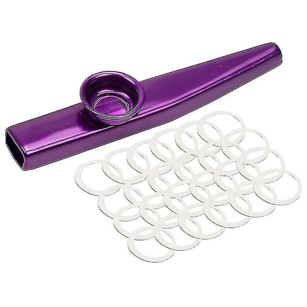 24-pack Metalliska Kazooer med 24 Kazoo-membran i 6 färger, perfekt för ukulele, violin, gitarr m.m.