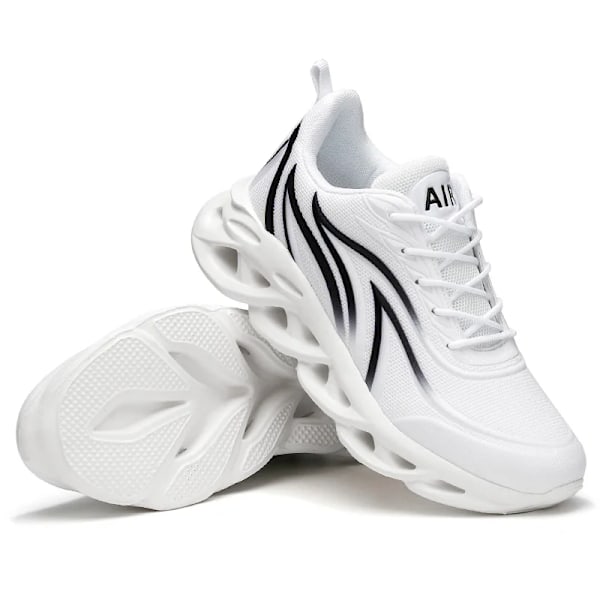 Muodin Juoksukengät Miehille Liekki Painettu Sneakers Neulotuilla Urheilullisilla Pohjilla Iskunvaimennus Jogging-Kengät Kevyet ZY-SHCCJQ2107-Valkoinen 40