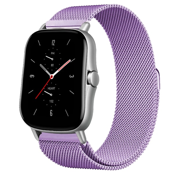 Magnetisk slinga för Amazfit GTS/4/2/2e/GTS2 Mini/3/GTR 4/3/2/47mm 20mm 22mm metallnät Smartwatch Mesh Amazfit Bip 5-rem Lavender 20mm