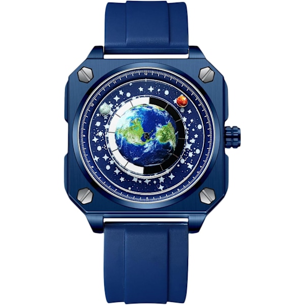 Mænd Kreative Ure Unikke Hænder Armbåndsur Analog Kvarts Firkant Ur ERD Dial Mode Design Rustfrit Stål Til Mænd Blå B Blue B