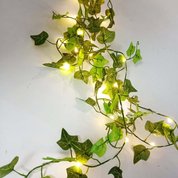 Ivy Solcellslampa Sträng Girlang med Rattanlampor & Lönnlöv, Utomhus Solenergi (2m, 20 Ljus) solar model 2 Meters 20 Lights