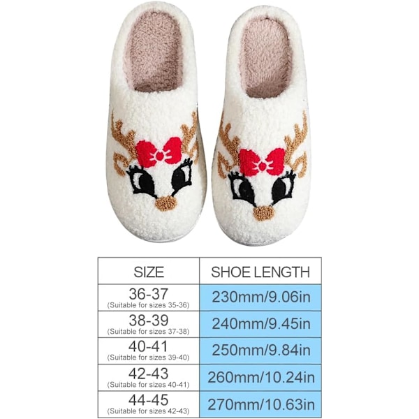 Plush Jule-Tøfler til Kvinder og Mænd, Elg Soveværelsesdesign White pure K 42/43 EU