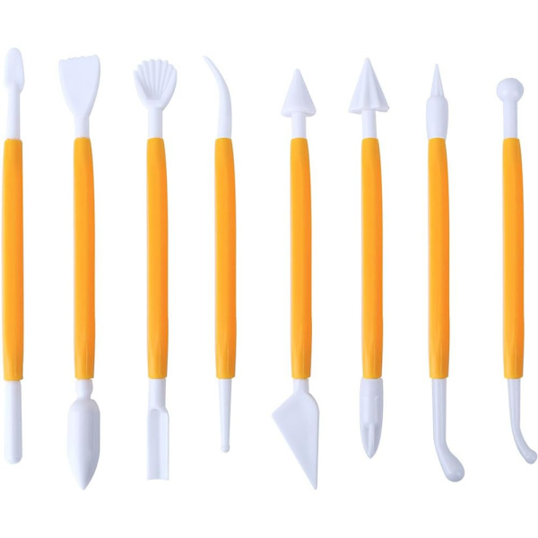 12 stk Fondant Kage Dekorations Sæt, Sukkerkunst Gumpaste Værktøjer, Rullekæde, Gul Yellow