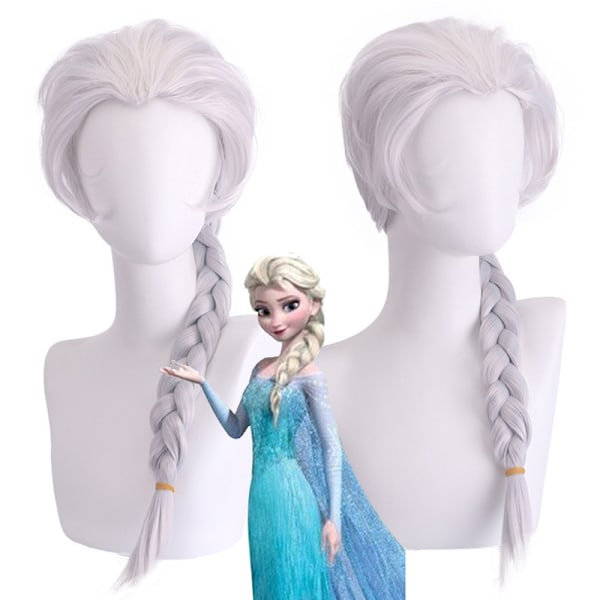 Blonde flettet Elsa Cosplay paryk syntetisk hårparykker Halloween festlig daglig kostumeparyk (til børn og voksne)