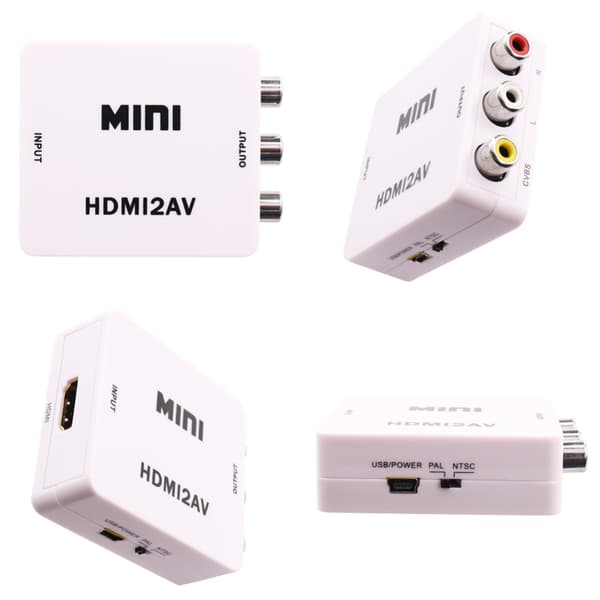 XJ-HDMI til AV Adapter - (3x RCA) NTSC / PAL Kompatibel - Hvit—max