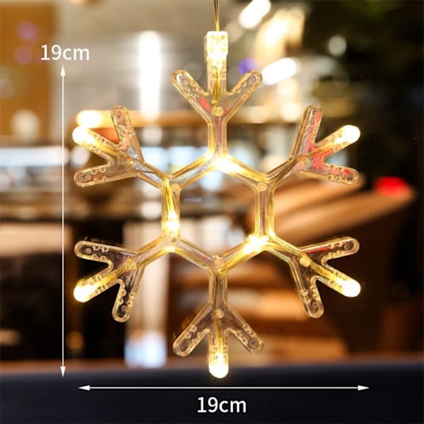 Joulukukat Ikkuna Valot, 3 Pakkaus LED Riippuva Jouluvalot Imukappaleilla Snowflake