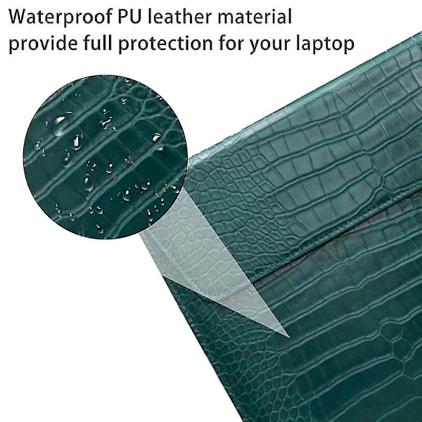 Krokodilmönstrad Faux Läder Flap Style Väska, 13 tum Laptop Ställ Sleeve Case, Laptop Skyddsfodral - Yvan grön green 13