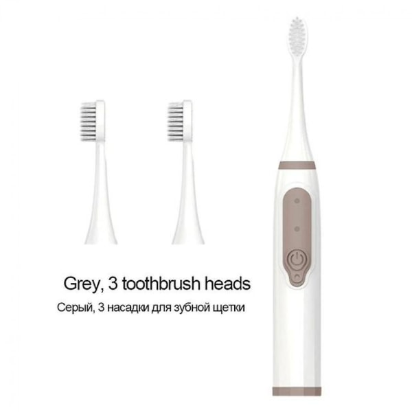 Elektrisk tandborste för vuxna Ipx7 vattentät akustisk tandborste 3 mjuk tandborste Akustisk borste för munvård |(brun)