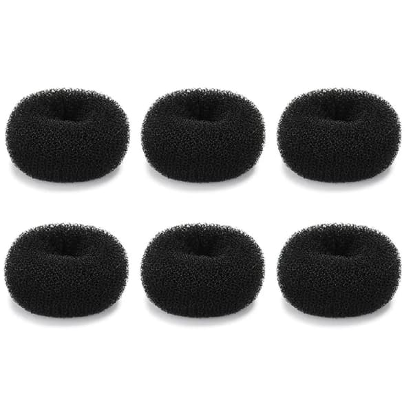 Mini Hårknold Maker Sæt, 6 STK Chignon Donut Formere til Børn Piger Kort og Tyndt Hår, Sort 2 Tommer