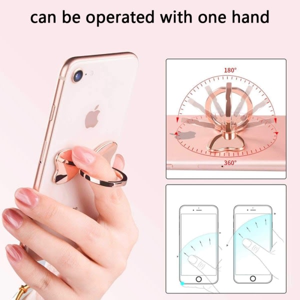 CQBB Fluga telefonhållare Ringspänne - Rose Gold. Kompatibel med iPhone Samsung Galaxy Mobile Cute Accessories