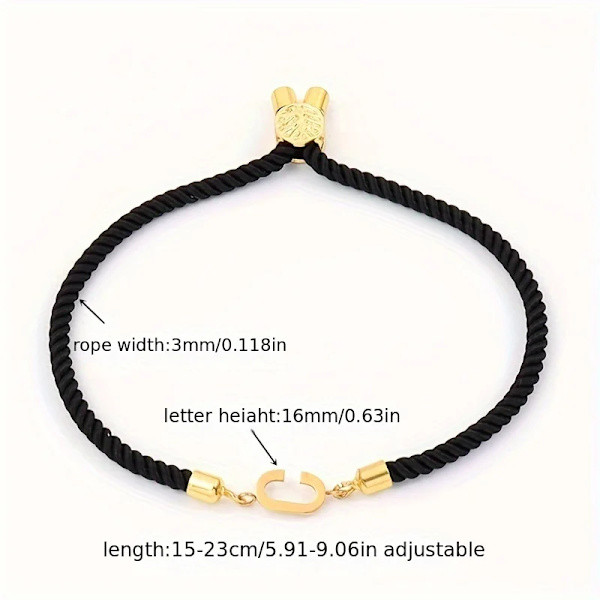 1 st bokstavspärlor svart rep armband enkel klassisk hand rep smycken dekoration för kvinnor födelsedagspresent K