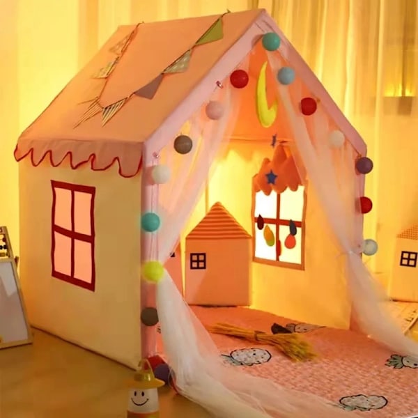 Bärbar Baby Lek Hus Barn Tält Teepee Tält Enfant Kids Pink Blå Kids Lek House Inomhus Leksak Princes Hus Rosa