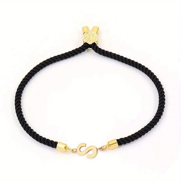 1 st bokstavspärlor svart rep armband enkel klassisk hand rep smycken dekoration för kvinnor födelsedagspresent K