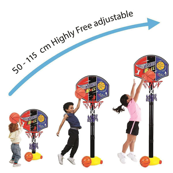 Justerbar basketkorg för barn och ställ, justerbar höjd, nätboll, pump, bärbar basketboll, inomhus, utomhus, aktivitet, sport