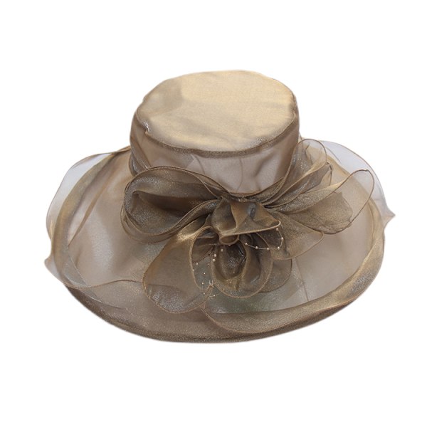 Dame solhat med netblomsterdekoration bred skygge strand S F F
