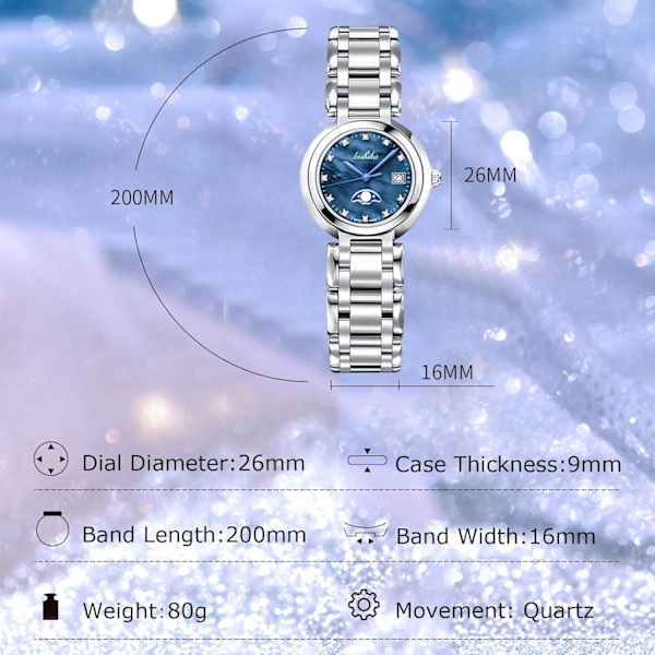 Damklocka Analog Kvarts Kvinna Diamant Klockor Lättläst Armbandsur Med Rostfritt Stålband Modeklocka För Kvinnor Flickor Blå Blue