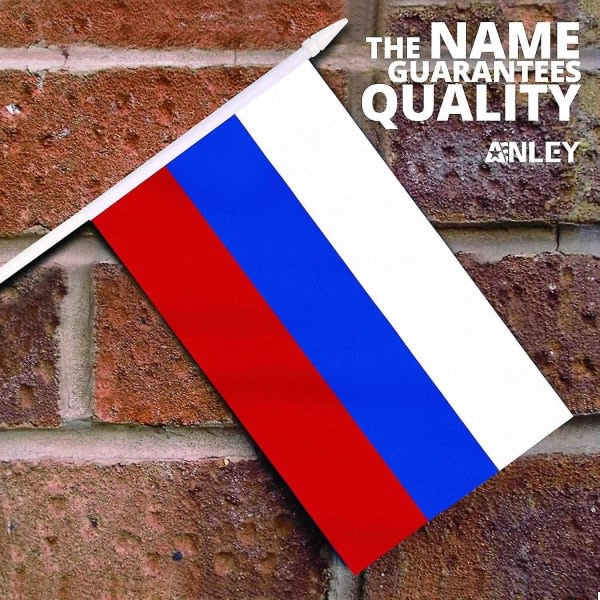 SQBB Ryssland Miniflagga 12-pack - Handhållen små ryska miniatyrflaggor på pinne 5x8 tum