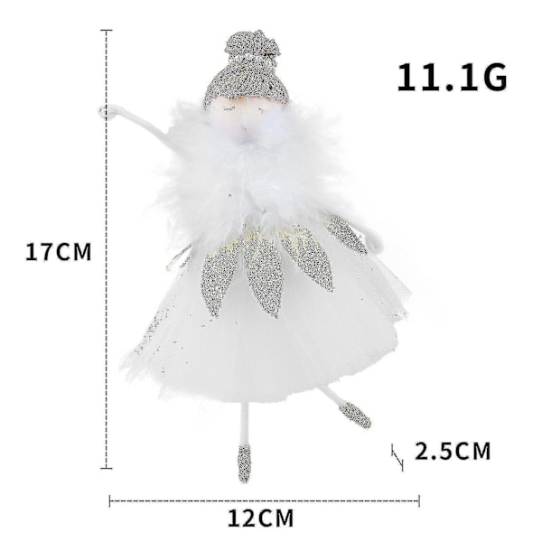 Enkeli joulukoristeet riippuvat ballerina tyttö plyysi joulukuusi nukke kultainen ja hopea
