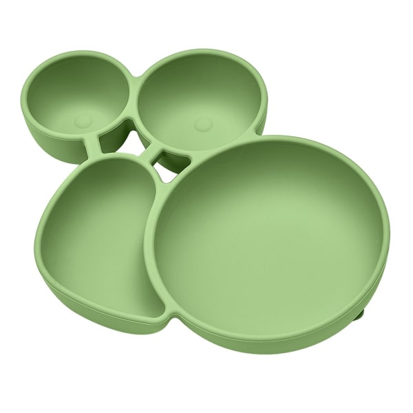 CQBB Baby silikonbricka med sugkoppar för att förhindra att översvämning, enkelt grön