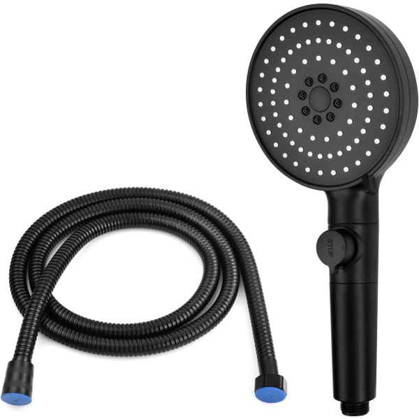 CQBB Filtrera duschmunstycken med 1,5 m slang, 5 lägen högtryckshandduschar med vattenstoppknapp, anti-kalkduschhuvud, (svart)