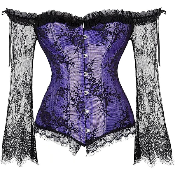 Korsetter för kvinnor Overbust Bustier Top Gothic Sexy Shoulder Pueple M Pueple M