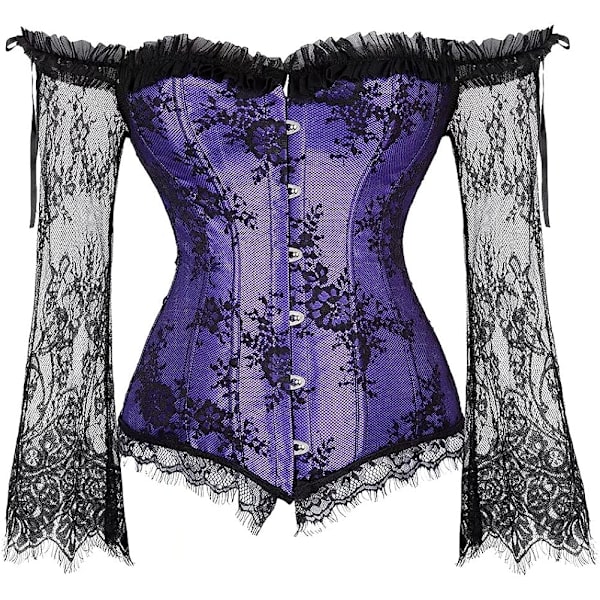 Naisten korsetit Overbust Bustier Top Gootti Sexy Olkapää Pueple 6XL Pueple 6XL