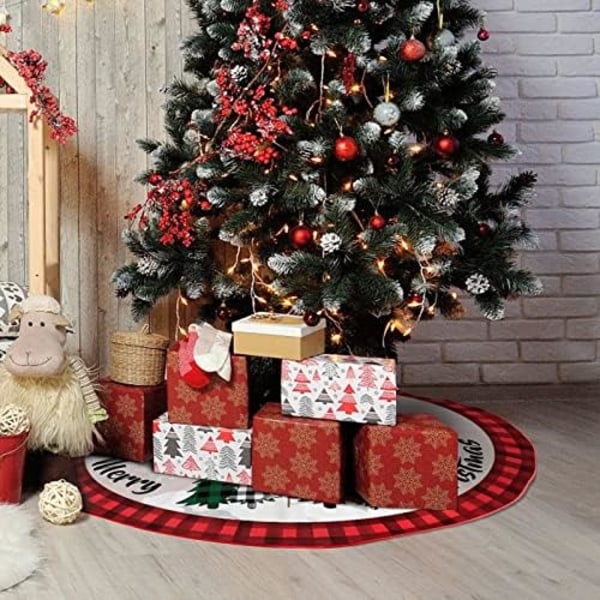 48 Tums Röd Rustik Julgransmatta med Snöflingedesign för Glad Jul Julhelg Festdekorationer inomhus
