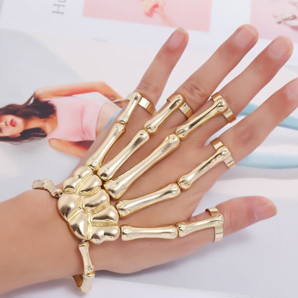 Steam Punk Armbånd Gotisk Hånd Dødningehoved Skelet Justerbart_max Silver