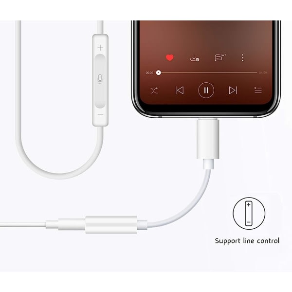 Hörlursadapter för iPhone till 3,5 mm-jack, extra ljudtillbehör, hörlursdelare, plug and play-adapter som stöder alla iOS-system.