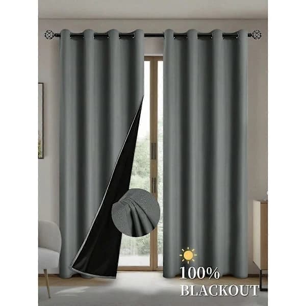 Mörkläggningsgardin med isolerad polyesterfoder för vardagsrum, sovrum, kök, mörkgrå 100 x 250 cm, 1 st med öljetter dark grey 100X250CM 1PCS&Grommet Top