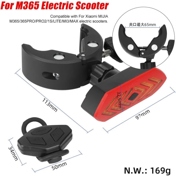 USB uppladdningsbar Big Clip bakljus med trådlös fjärrkontroll för M365 Pro2 1S tillbehör och cykelvarningslampa passar alla landsvägscyklar