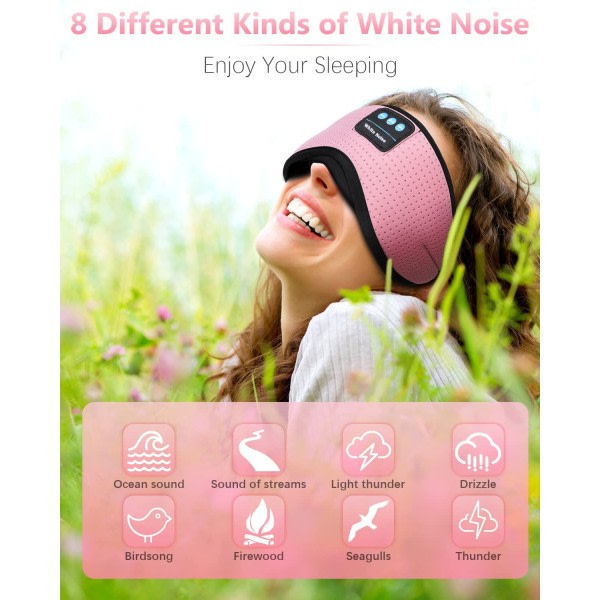 Sömnhörlurar, White Noise Bluetooth Sleep Mask, 3D