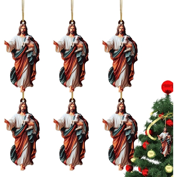 Set med 6 Akryl Julgranspynt, Unika Semesterdekorationer för Trädet B