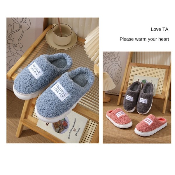 Fuffy Fur Tofflor Plysch Flat Tofflor GRÅ 40-41 Harmaa Grey 40-41