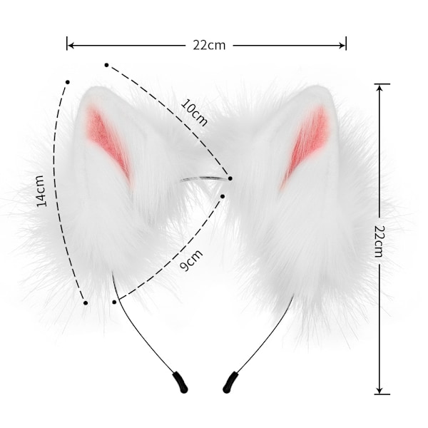 Simuleret plysch ræv øre hovedbånd hale cos tøj kostume Vitt pulver