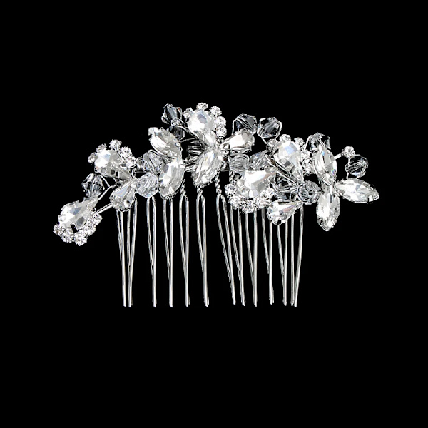 Ny silverpläterad hårkam Handgjorda pärlor strass Mode metallhuvudstycke Elegant hårsmycketillbehör för kvinnor HS-J5280S