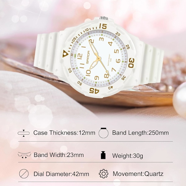 Klocka Herr Kvinna Klocka Luminous Analog Klockor Enkel Fritidsklocka Mode Resin Klocka 50m Vattentät Armbandsur Svart Grön A Dam White gold B The Lord