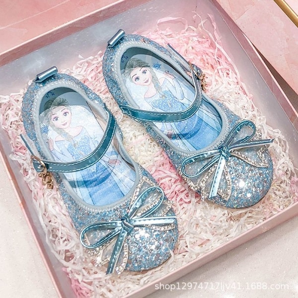Elsa prinsesse sko barn jente med paljetter blå 19 cm / størrelse 31 19cm / size31