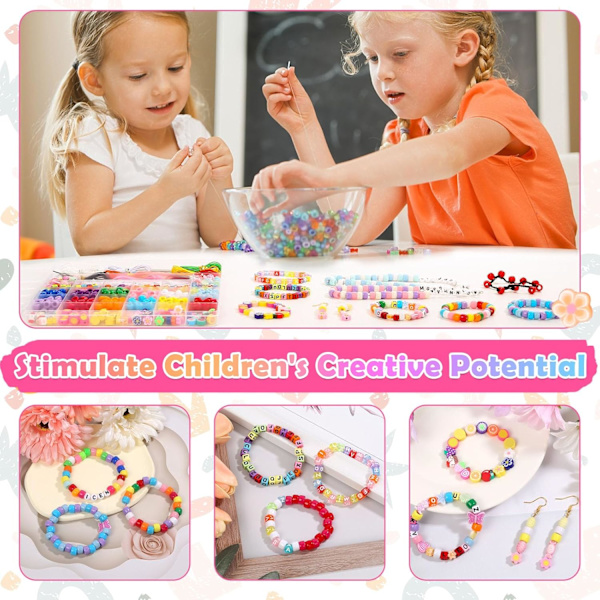 Perlesett for armbånd, perlesett for armbånd med ponnyperler, polymerleireperler, charm-perler, bokstavsperler for armbånd og smykker