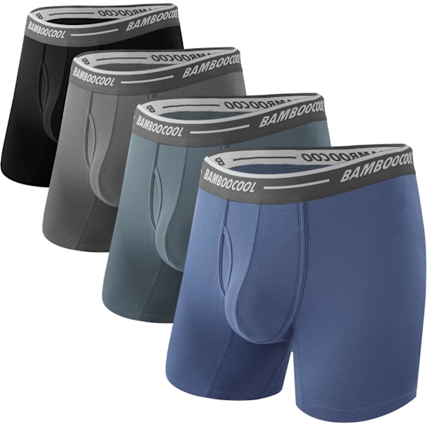 Mjuka och andningsbara boxershorts för män (4 eller 7-pack) black Blue Gray Blue2 L